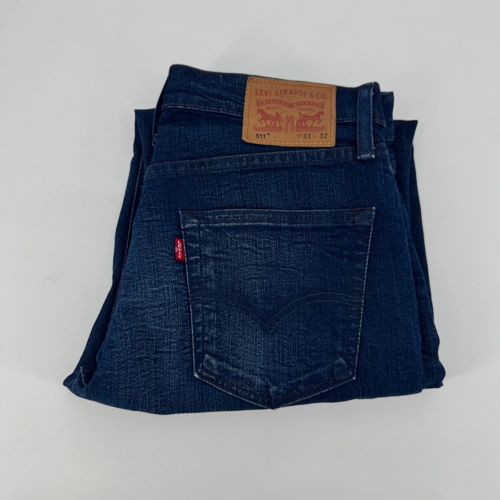 Levi's 511 Slim Fit Jeans Mens 31x32 Dark Wash White Oak Cone Denim Blue